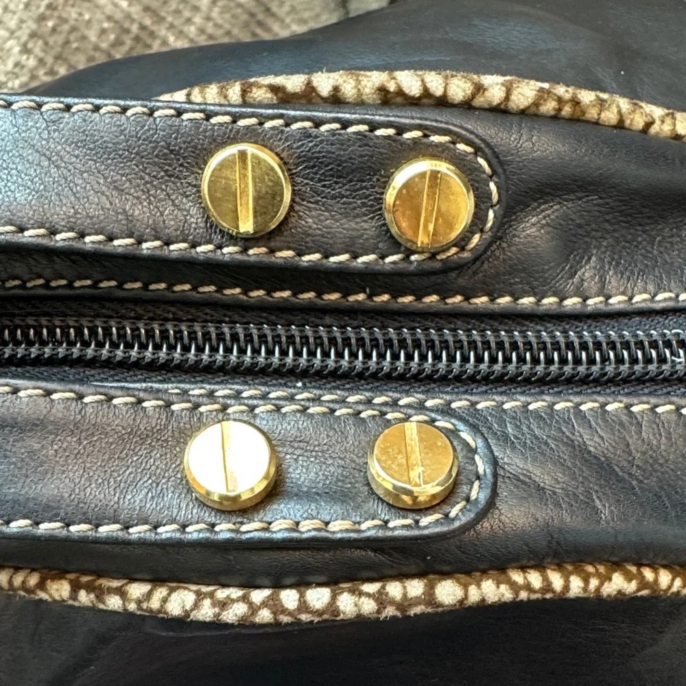Borbonese Rare Black Leather Dome Handbag